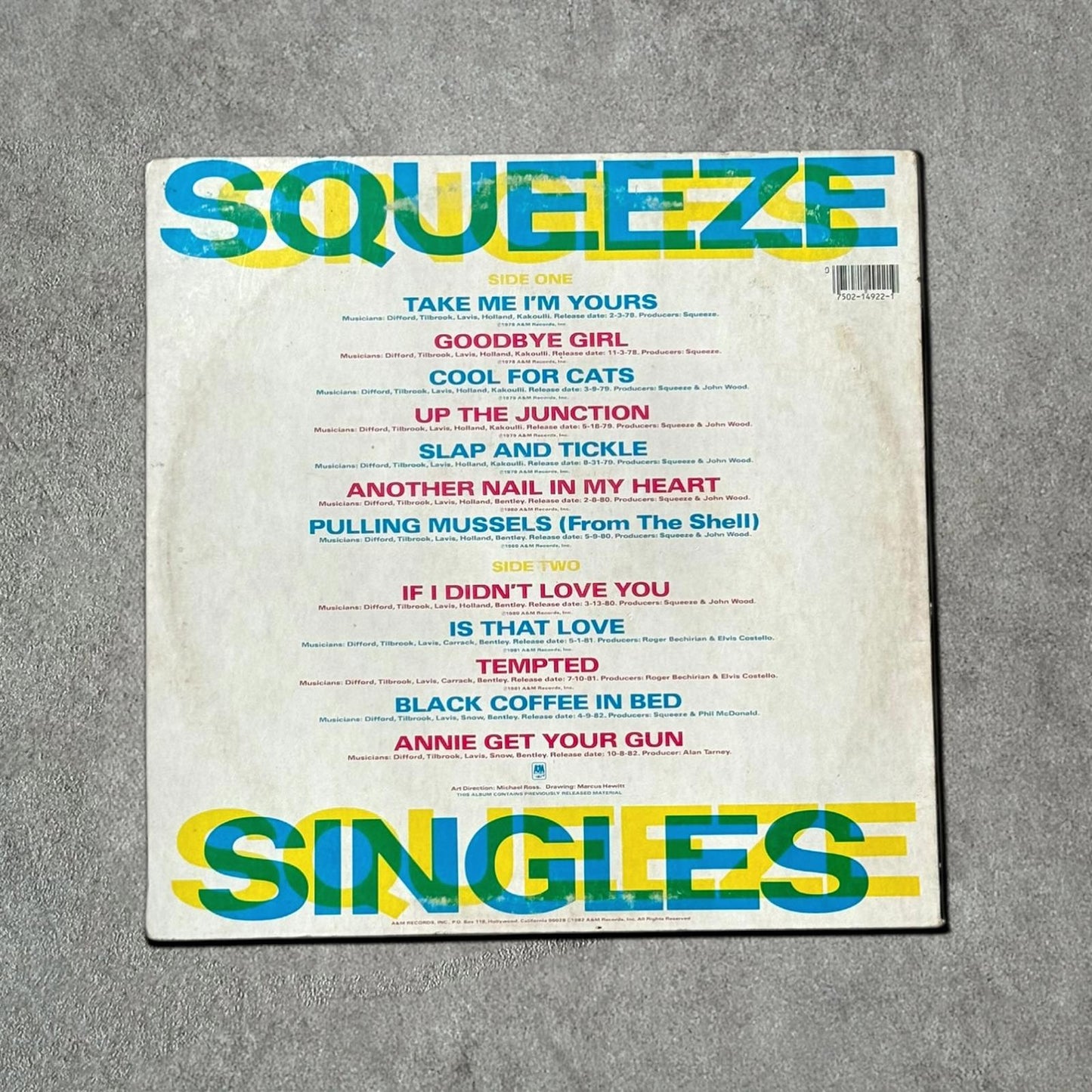 Squeeze Singles Vintage Record Vinyl Other