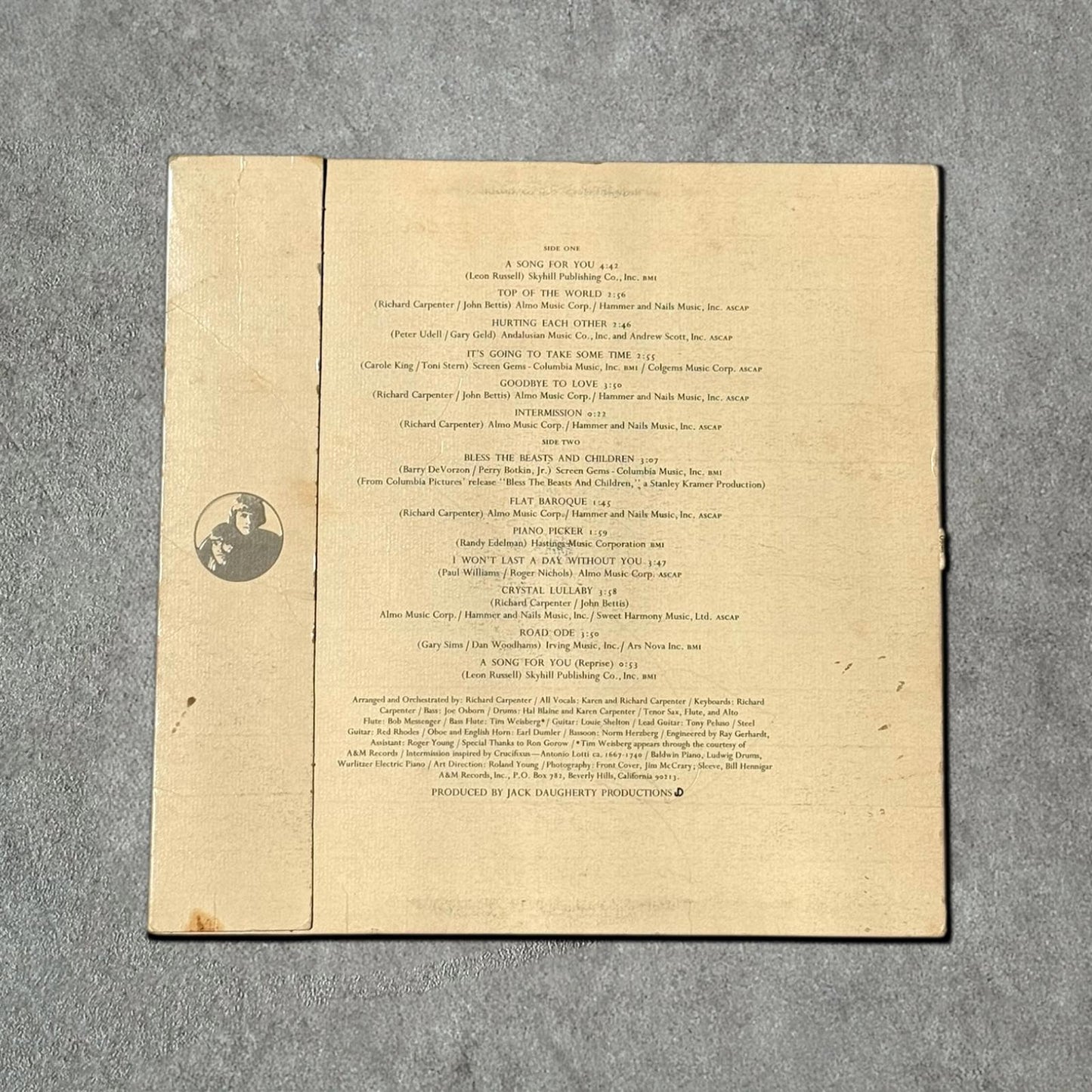 Carpenters “A Song For You” Vintage Record Vinyl Other