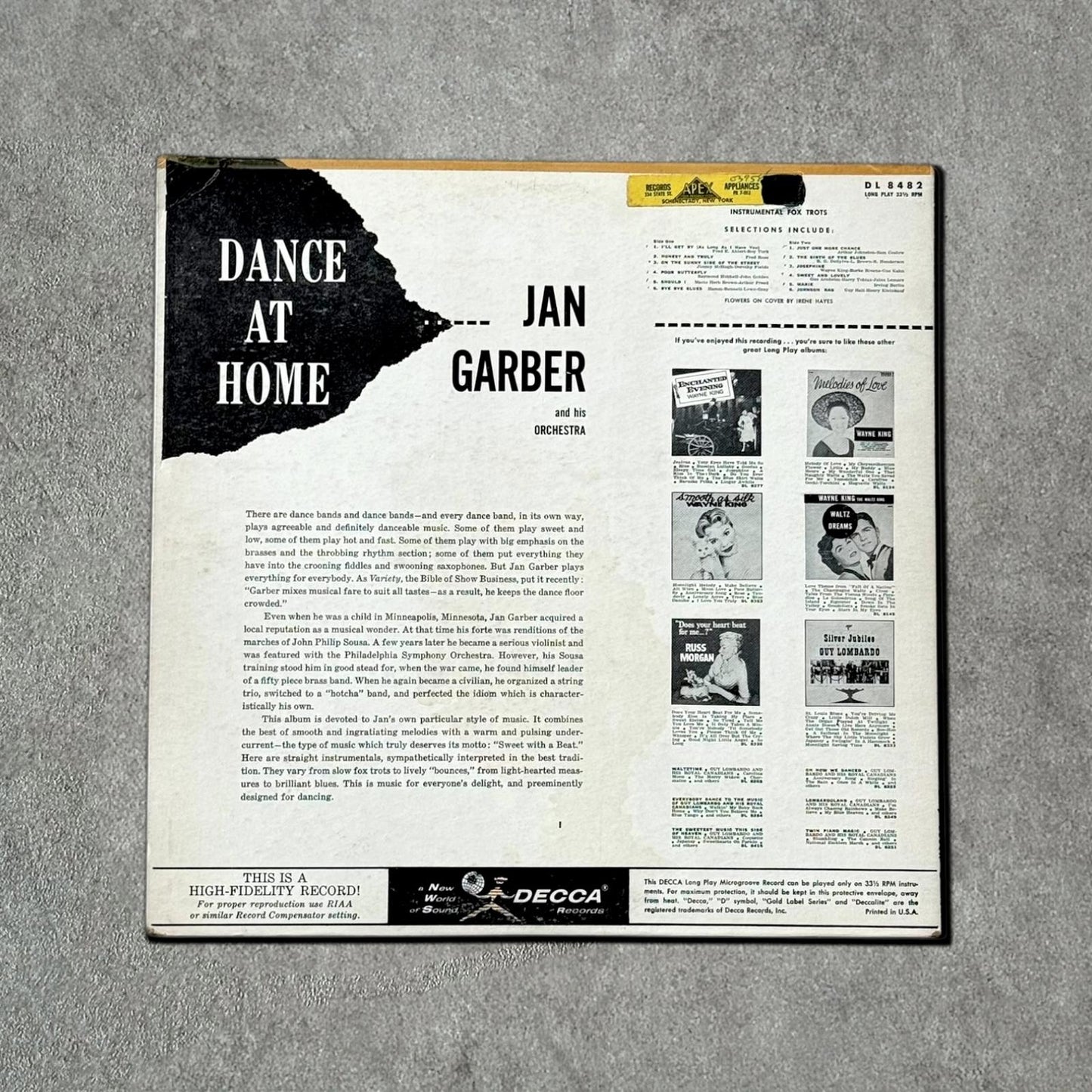 Jan Garber “Dance At Home” Vintage Record Vinyl Other