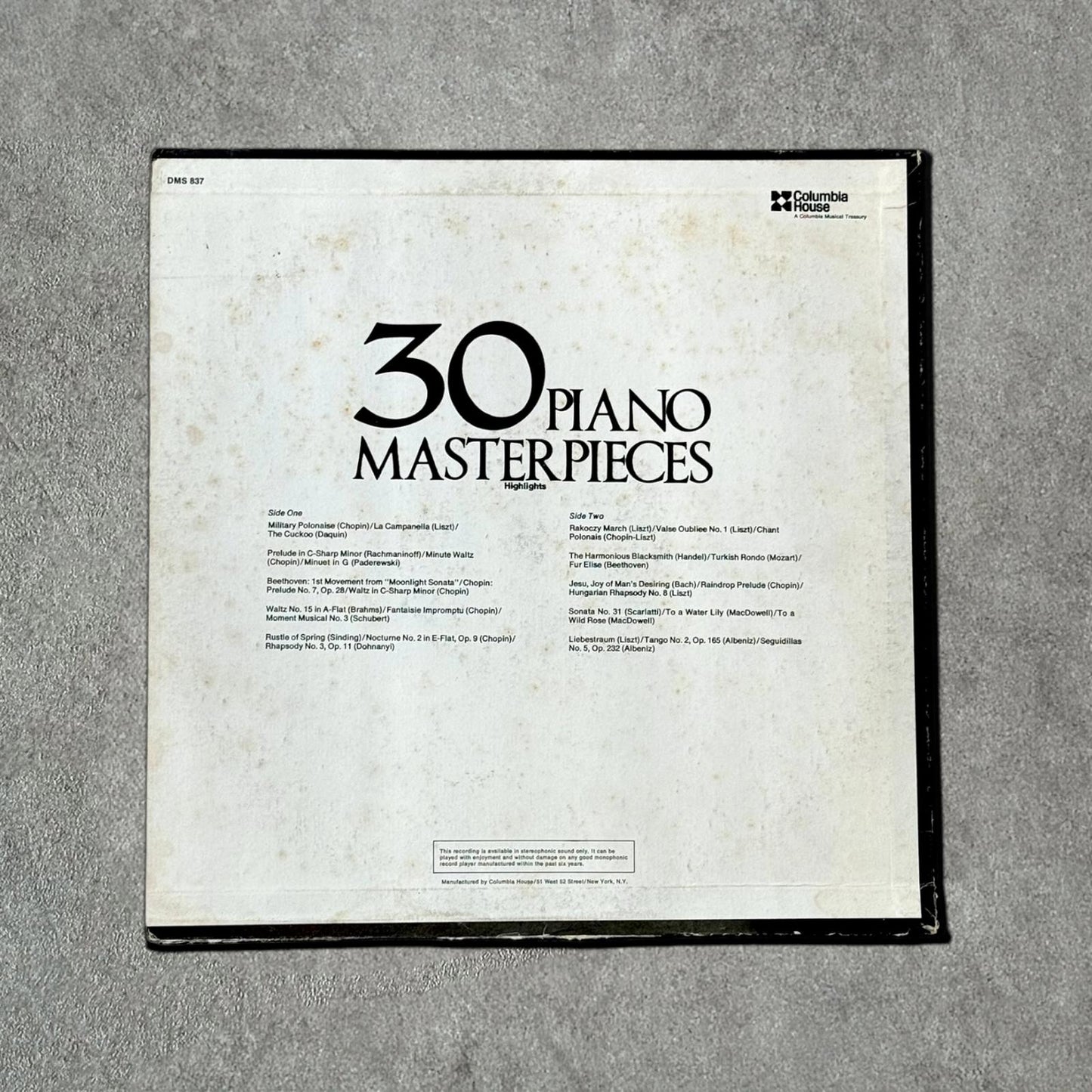 30 Piano Masterpieces Vintage Record Vinyl Other