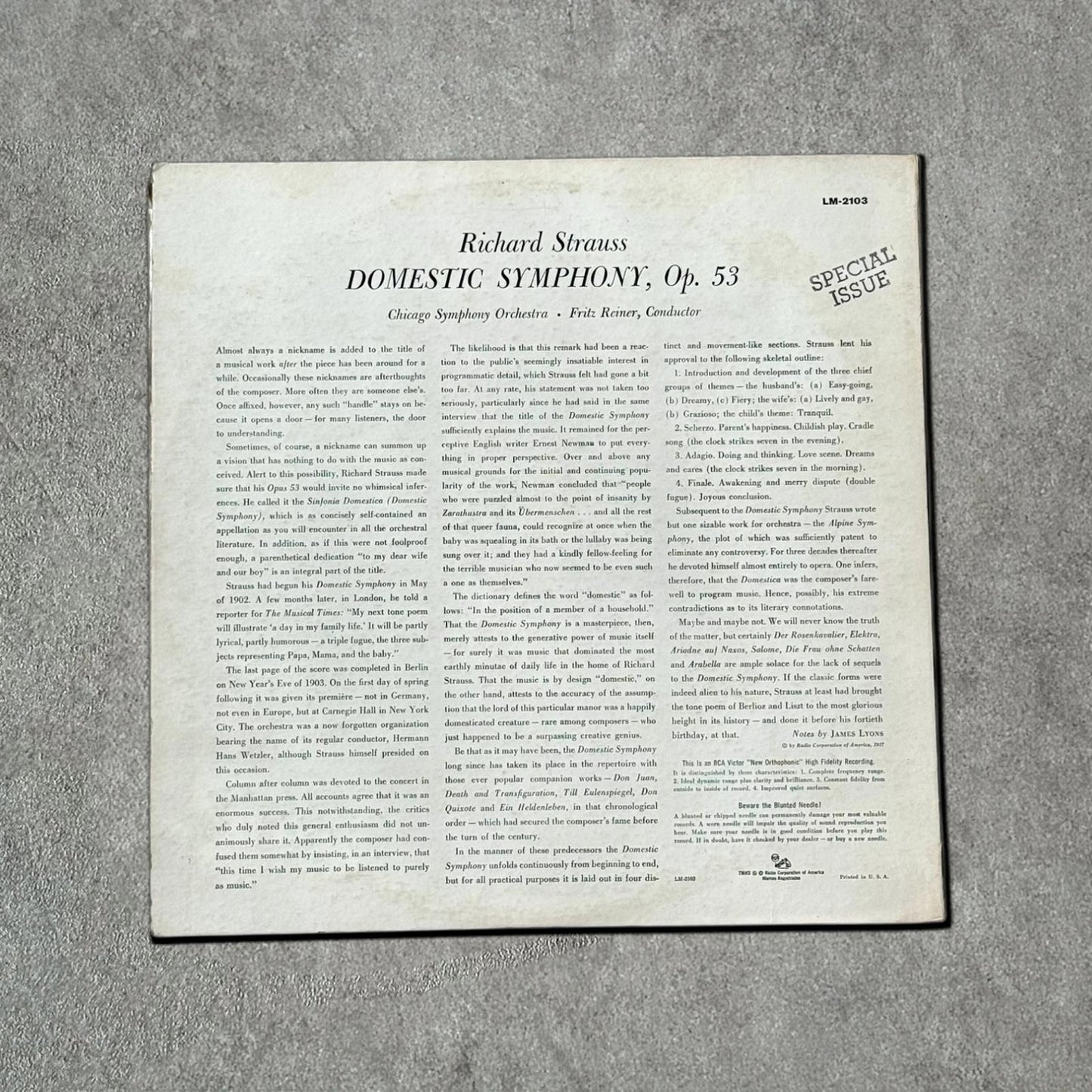 Richard Strauss Vintage Record Vinyl Other