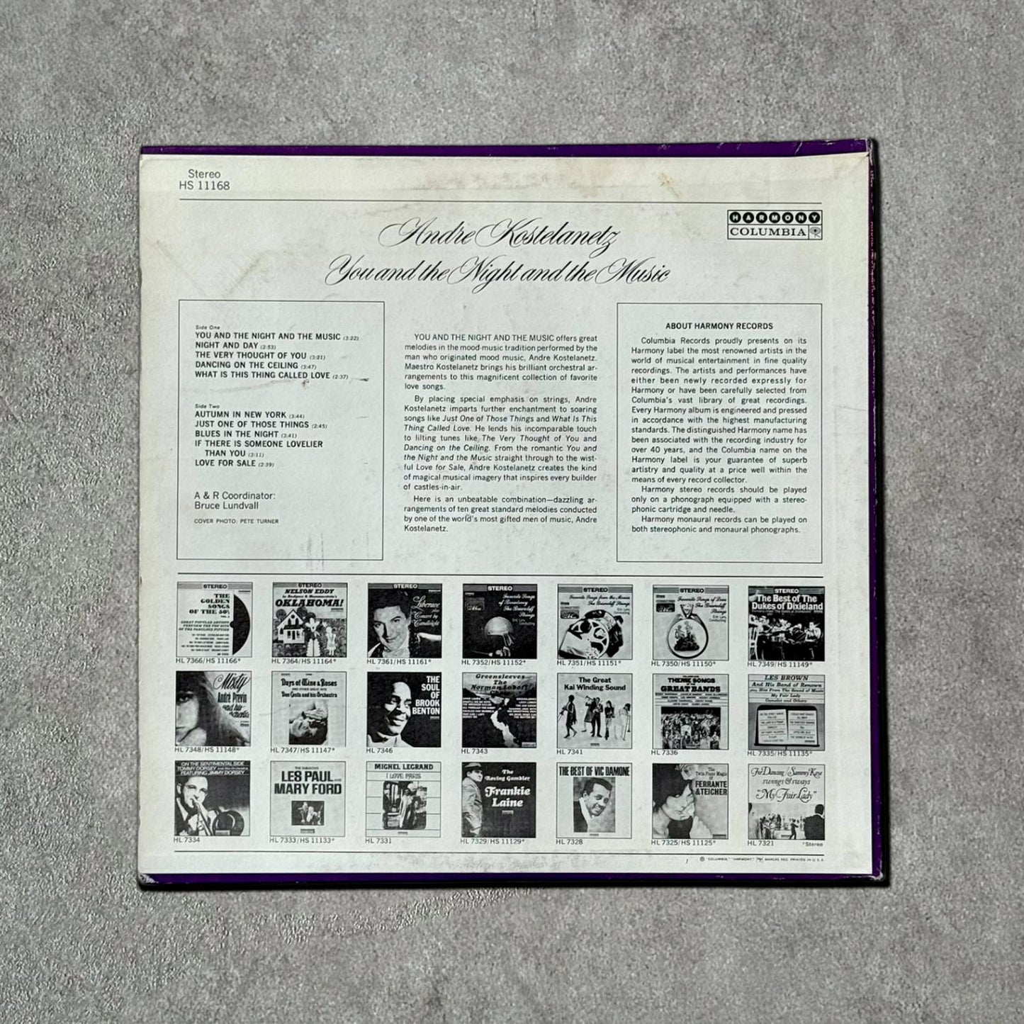Andre Kostelanetz “You and the Night and the Music” Vintage Record Vinyl Other