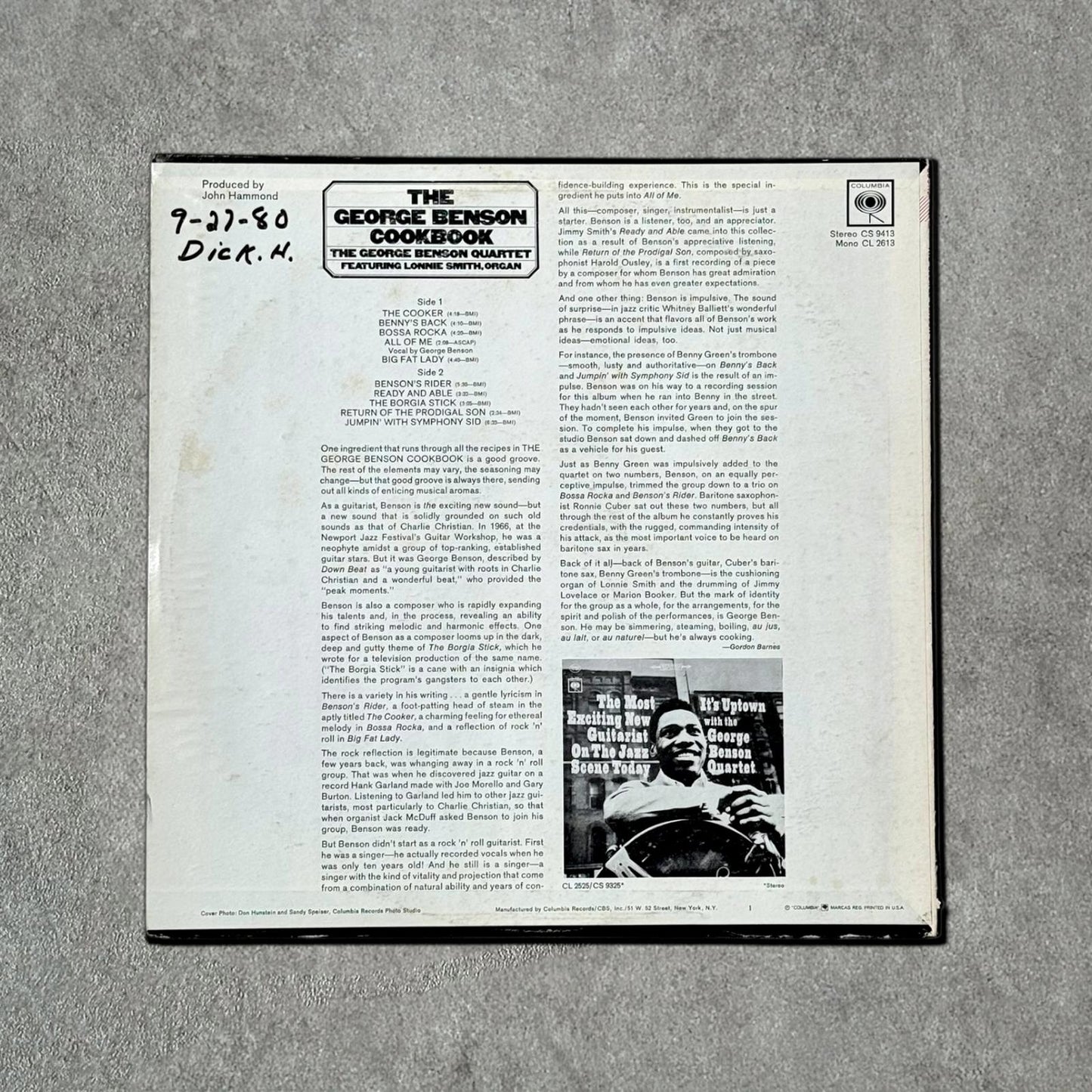 The George Benson Cookbook Vintage Record Vinyl Other