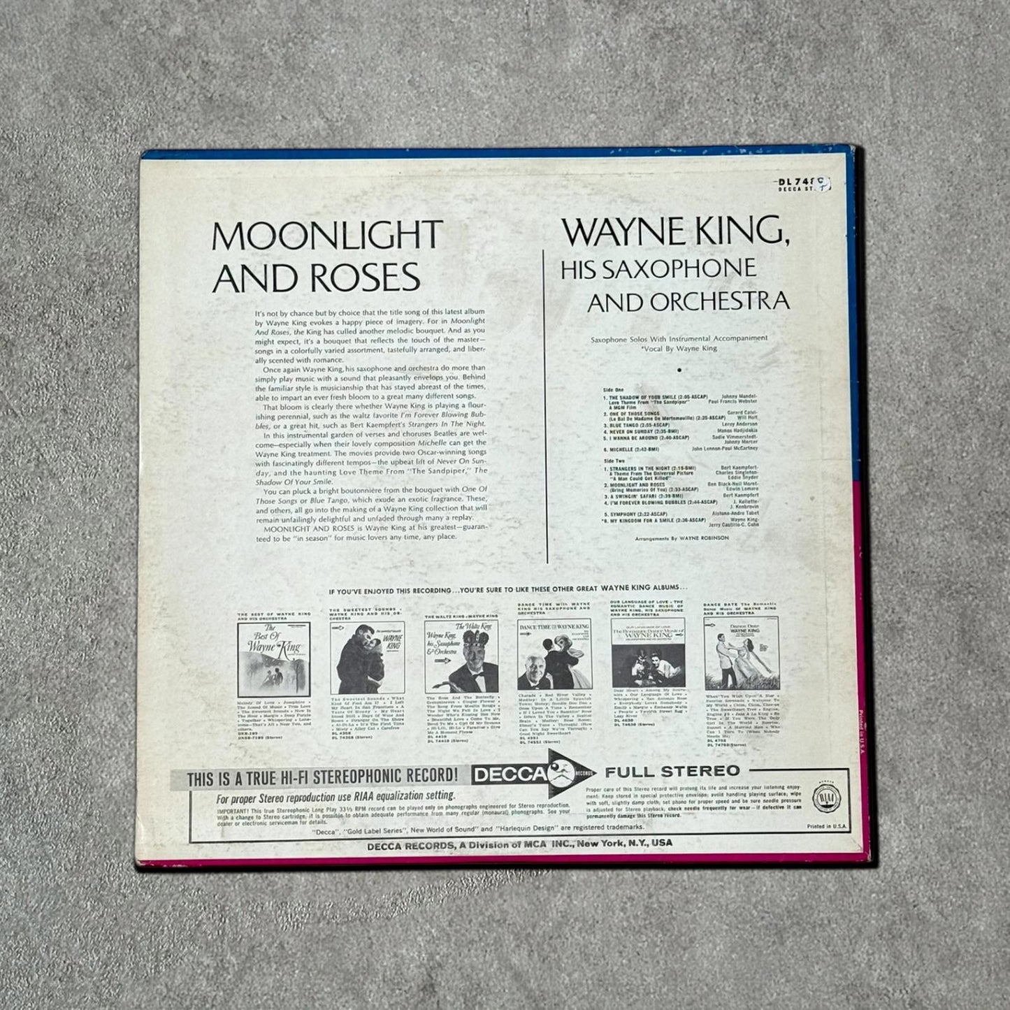 Wayne King “Moonlight and Roses” Vintage Record Vinyl Other