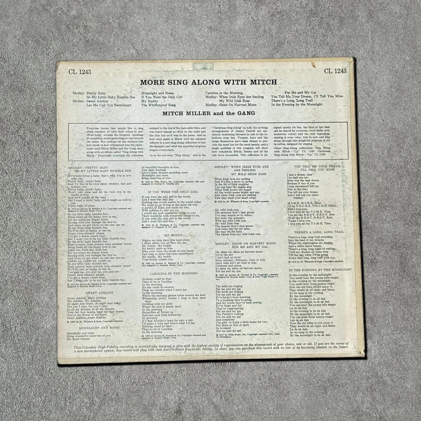 Mitch Miller “More Sing Along With Mitch” Vintage Record Vinyl Other