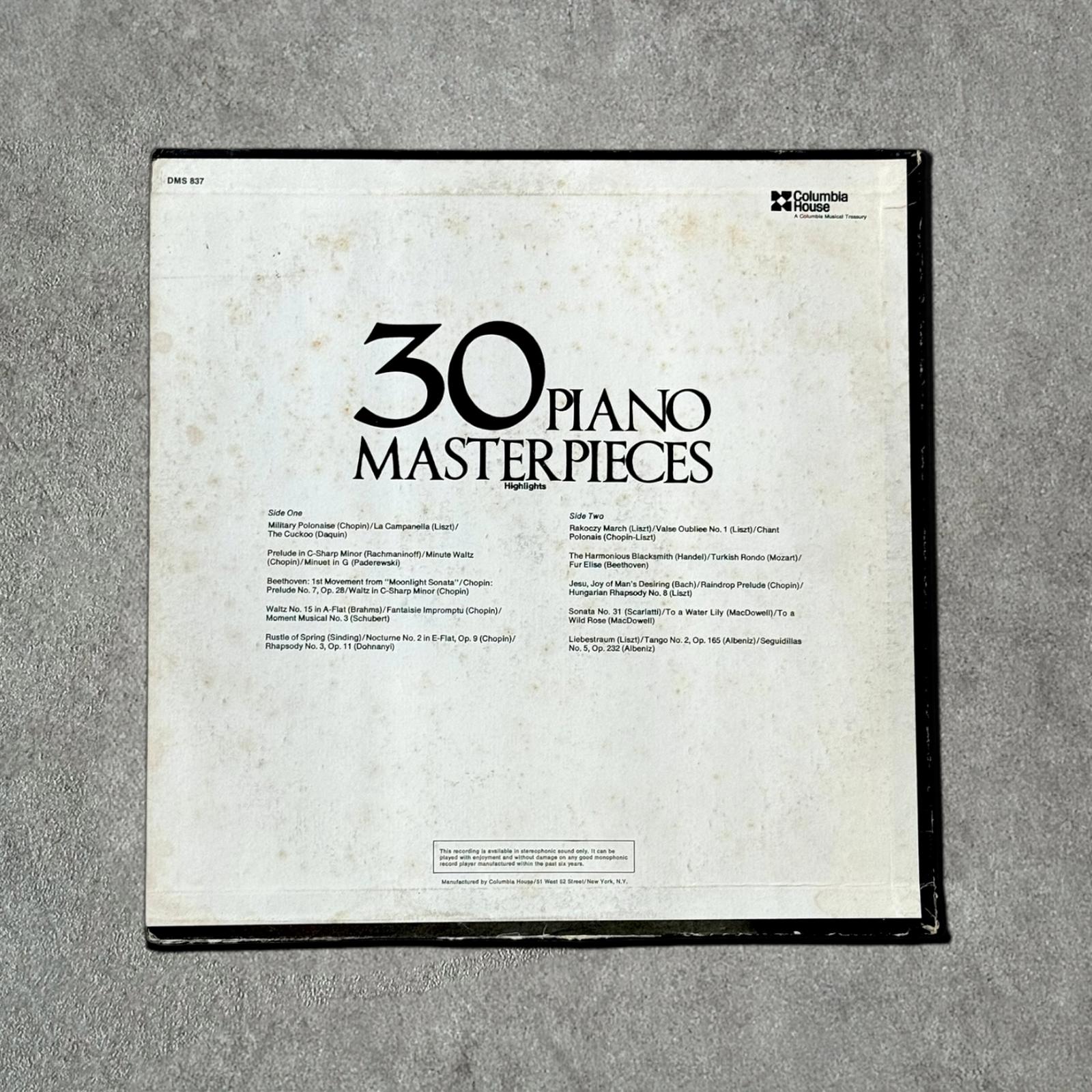 30 Piano Masterpieces Vintage Record Vinyl Other