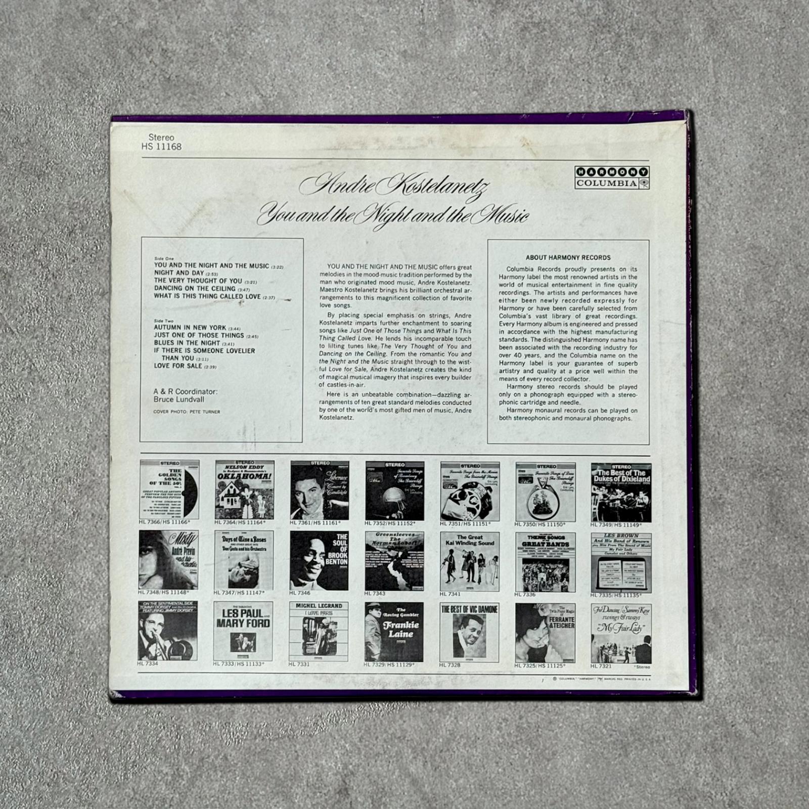 Andre Kostelanetz “You and the Night and the Music” Vintage Record Vinyl Other