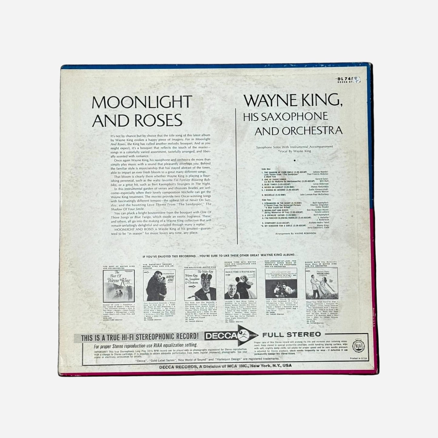 Wayne King “Moonlight and Roses” Vintage Record Vinyl Other