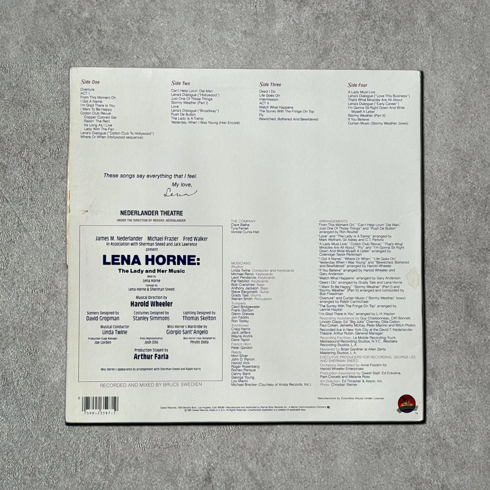 Lena Horne “The Lady and Her Music” Vintage Record Vinyl Other